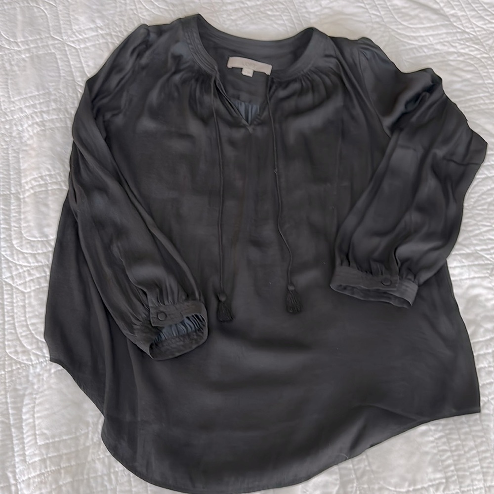 Sultry black silk like top from Ann Taylor Loft. Size M